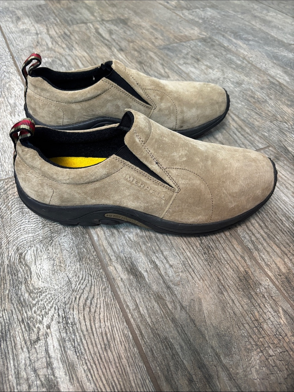 Merrell Men’s Slip-On Suede Loafer - Beige with Black Accents
